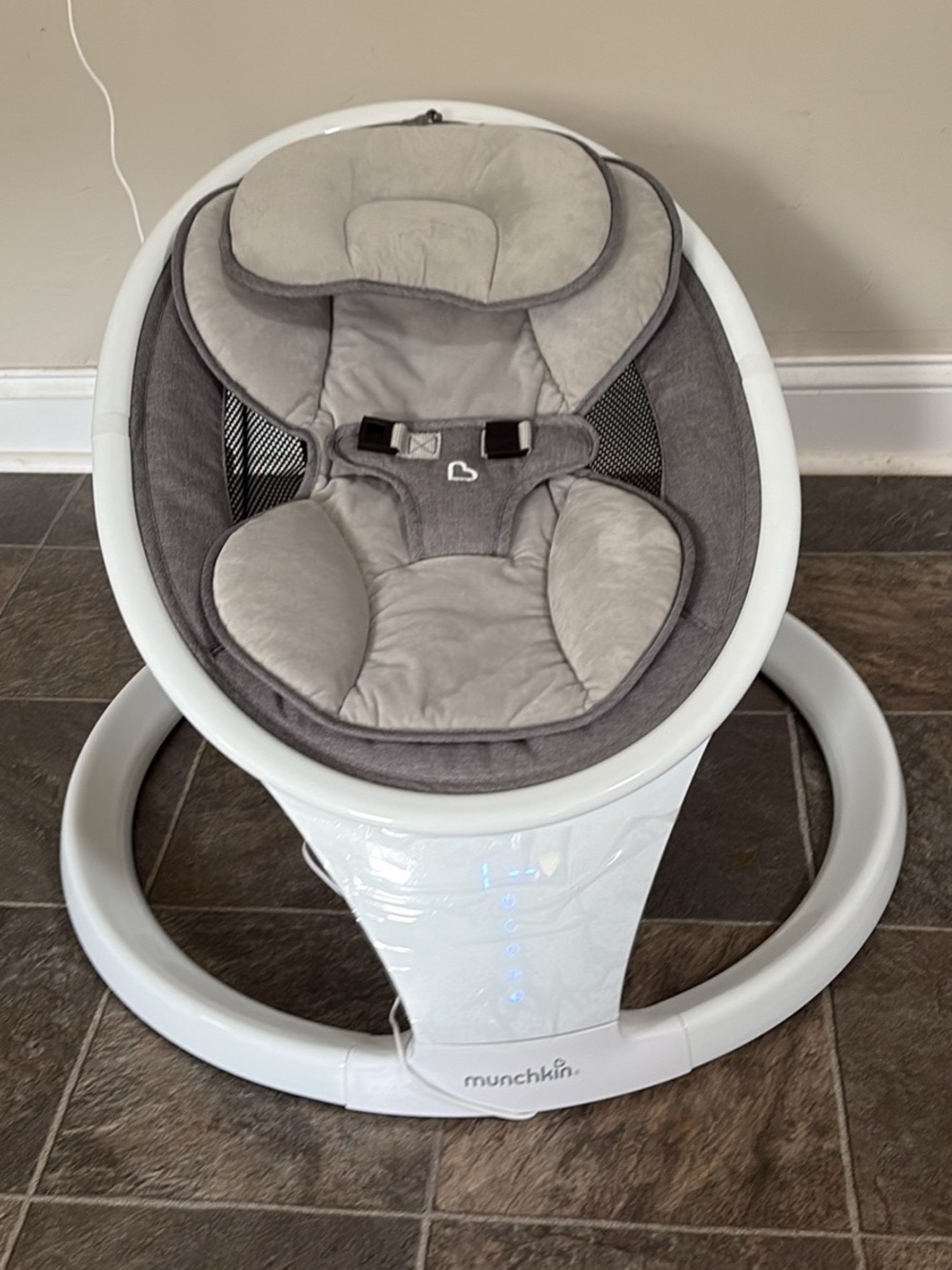 Munchkin Plush Gray Bluetooth Baby Swing